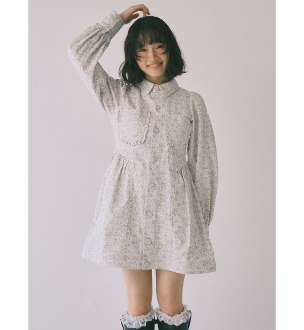 merry jenny「flowerツイルパフミニワンピース」|ワンピース|