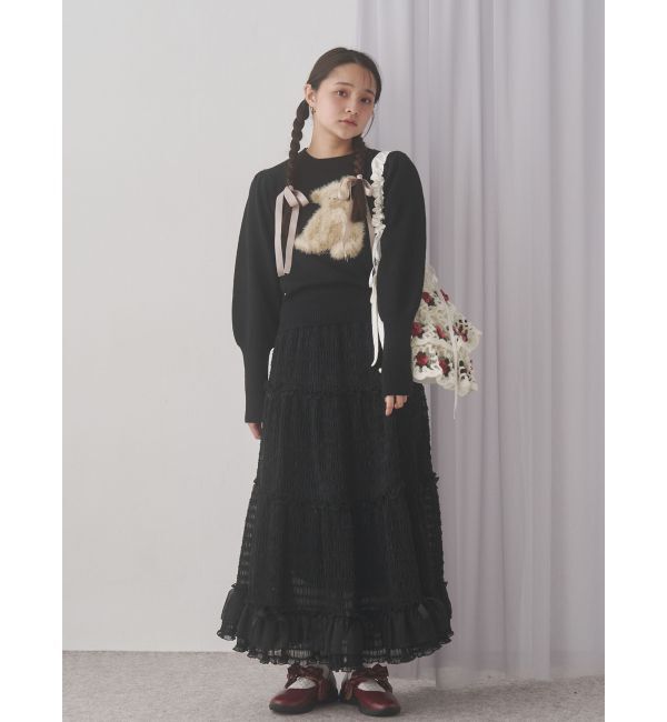merry jenny「ribbonチュールギャザーフレアスカート」|スカート|