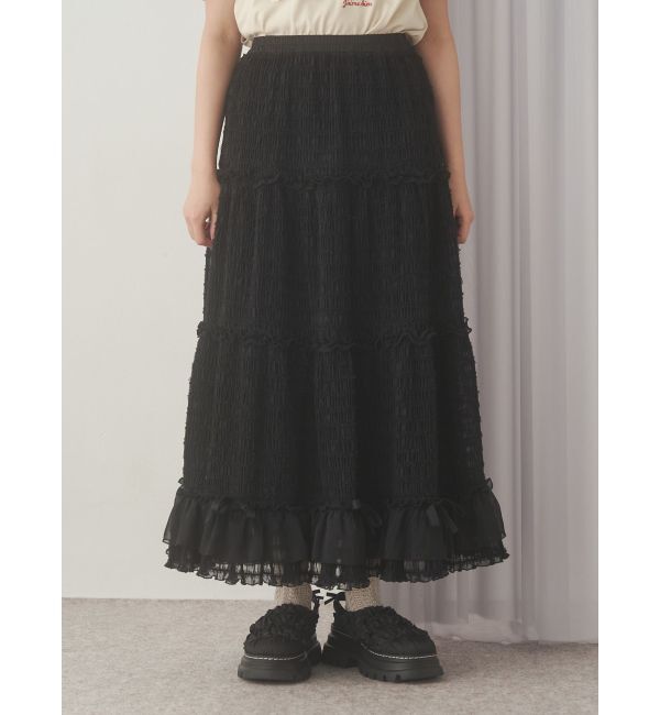 merry jenny「ribbonチュールギャザーフレアスカート」|スカート|ブラック