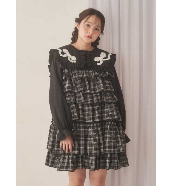 merry jenny「チェックホイップクリームミニワンピース」|ワンピース|