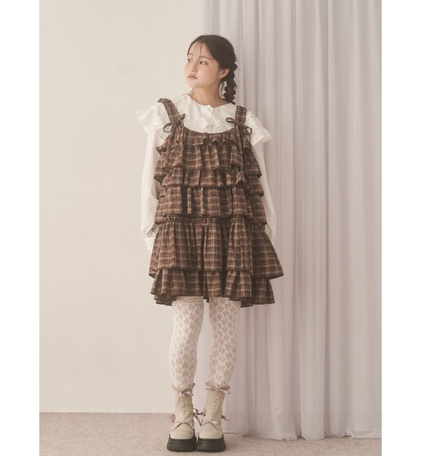 merry jenny「チェックホイップクリームミニワンピース」|ワンピース|