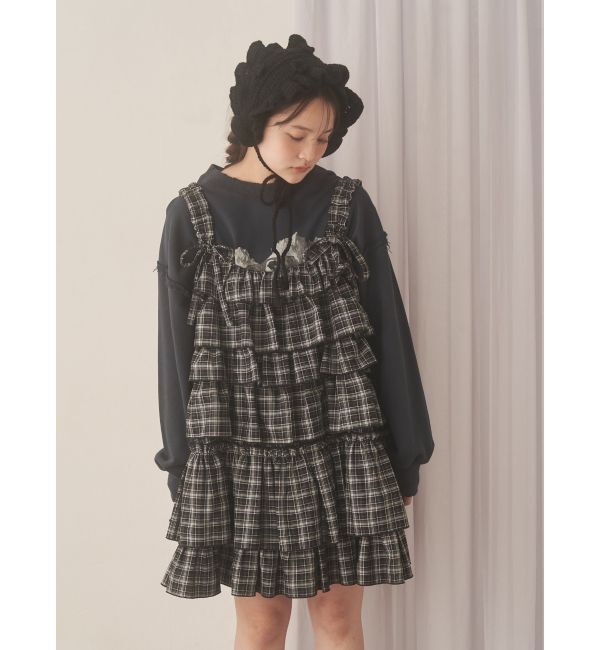 merry jenny「チェックホイップクリームミニワンピース」|ワンピース|