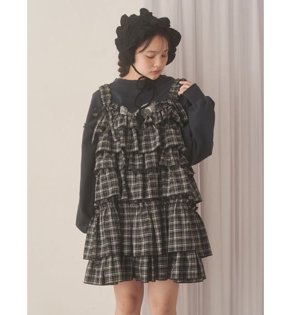 merry jenny「チェックホイップクリームミニワンピース」|ワンピース|