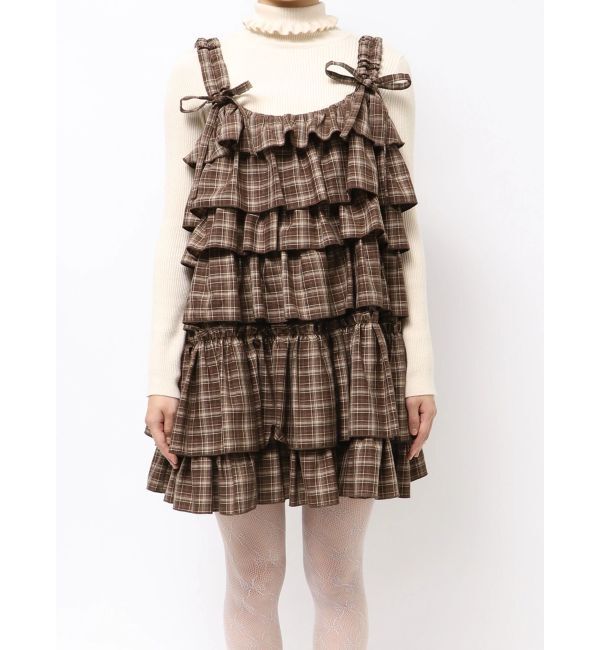 merry jenny「チェックホイップクリームミニワンピース」|ワンピース|