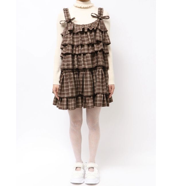 merry jenny「チェックホイップクリームミニワンピース」|ワンピース|
