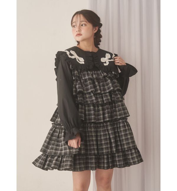 merry jenny「チェックホイップクリームミニワンピース」|ワンピース|