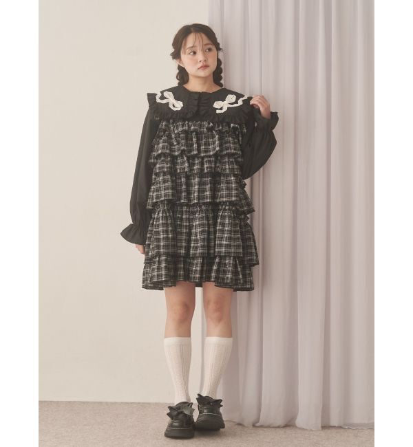 merry jenny「チェックホイップクリームミニワンピース」|ワンピース|