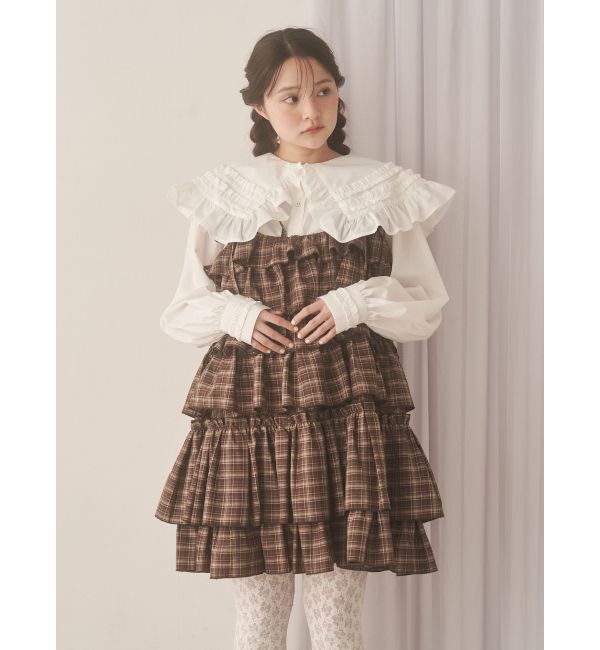 merry jenny「チェックホイップクリームミニワンピース」|ワンピース|