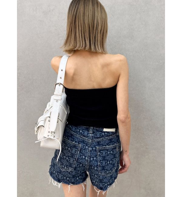GYDA「ハイウエストSIDE RINGデニムショートパンツ」|デニム|