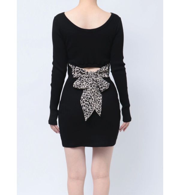 GYDA「レオパードバックリボンテレコミニワンピース」|ワンピース|