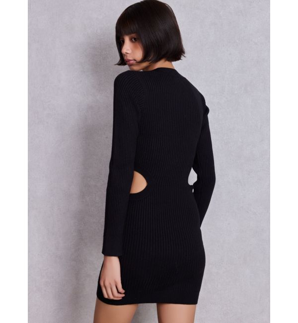 GYDA「LONG SLEEVE SIDE OPEN ニットミニワンピース」|ワンピース|