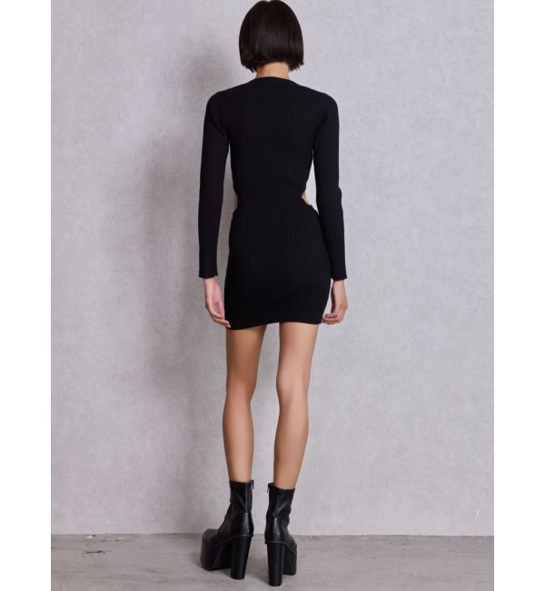 GYDA「LONG SLEEVE SIDE OPEN ニットミニワンピース」|ワンピース|