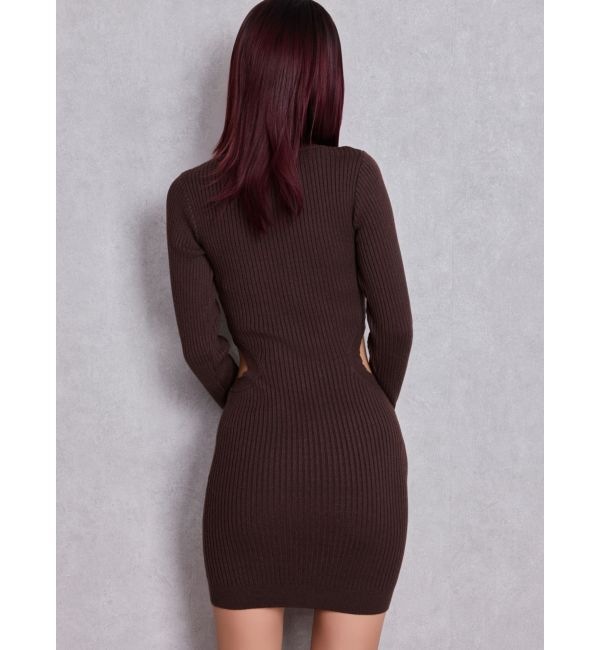 GYDA「LONG SLEEVE SIDE OPEN ニットミニワンピース」|ワンピース|