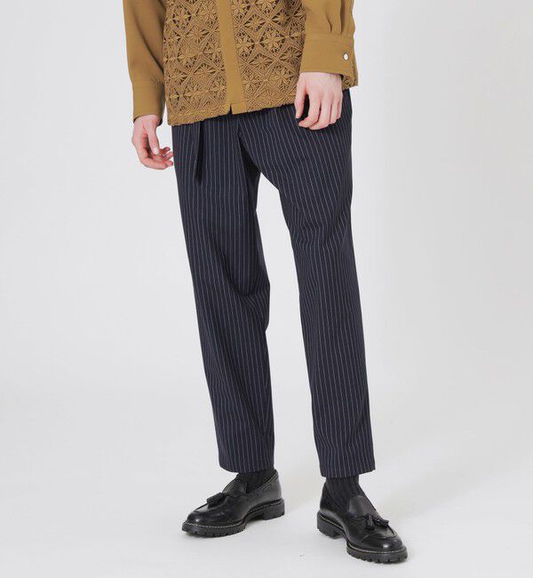  「ストライプベルテッドスラックス」|スラックス|ブルー