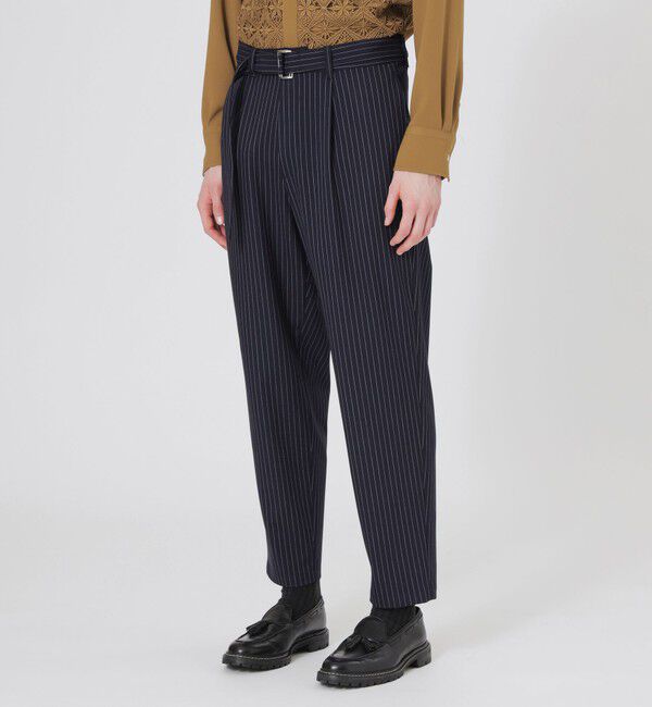  「ストライプベルテッドスラックス」|スラックス|