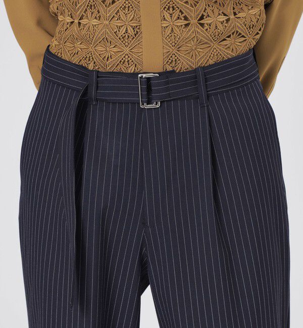  「ストライプベルテッドスラックス」|スラックス|