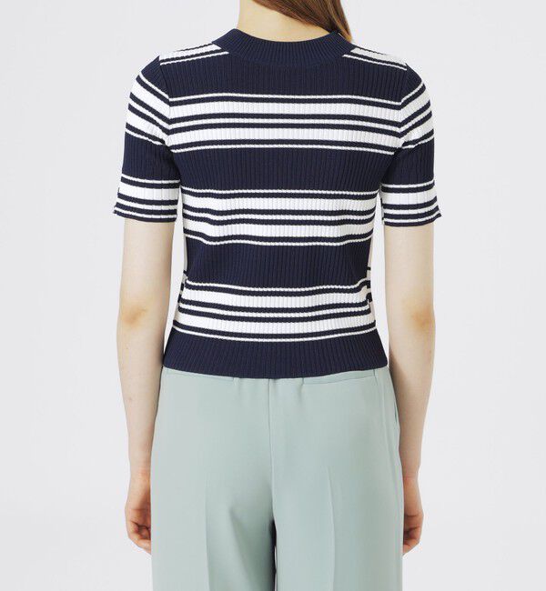  「【手洗い可】ボーダー2フェイスハーフスリーブニット」|ニット・セーター|