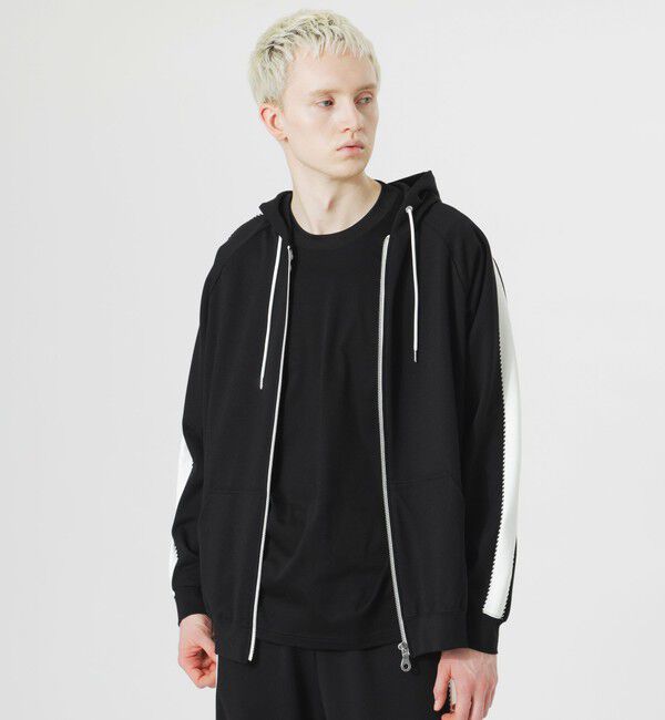  「ツイストコードジップアップパーカー」|Tシャツ・カットソー|ブラック