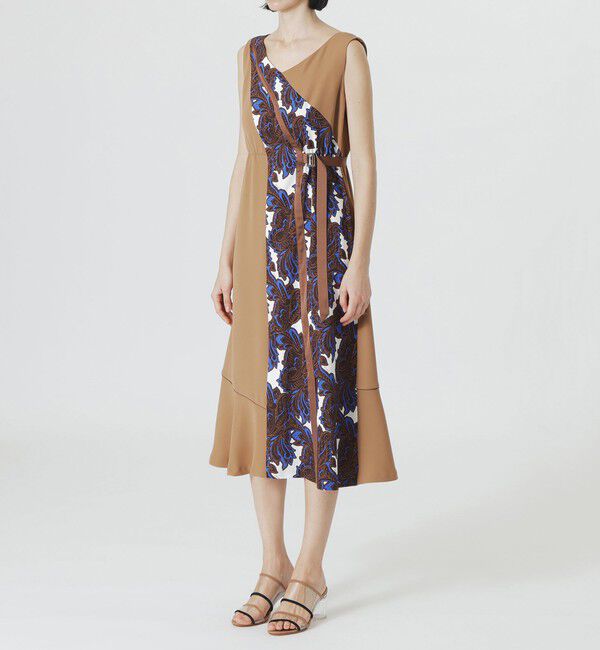  「【手洗い可】ブロッキングリゾートプリントワンピース」|ワンピース|