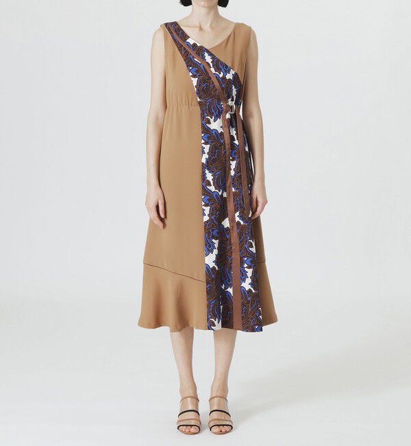  「【手洗い可】ブロッキングリゾートプリントワンピース」|ワンピース|