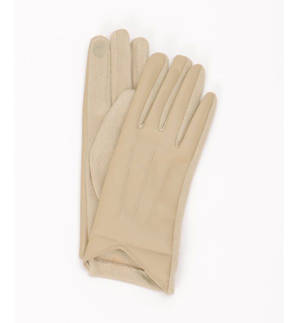 ikka「エコレザーライン入りグローブ」|手袋|