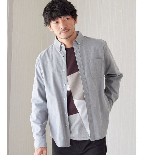 ikka「【吸水速乾】イージーケアオックスボタンダウンシャツ」|シャツ・ブラウス|チャコール