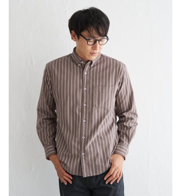 ikka「【吸水速乾】イージーケアオックスボタンダウンシャツ」|シャツ・ブラウス|ブラウン