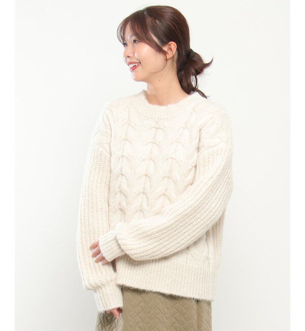 Lbc with Life「ふんわりケーブルニット」|カーディガン|