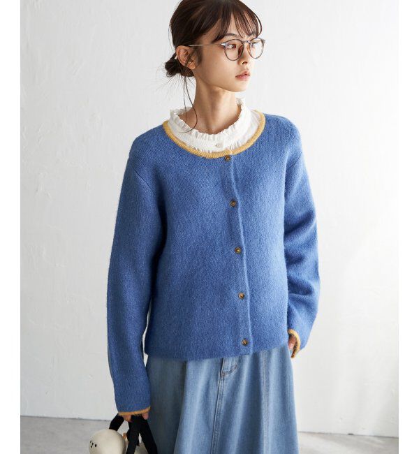 Lbc with Life「配色ショートカーディガン」|カーディガン|ブルー