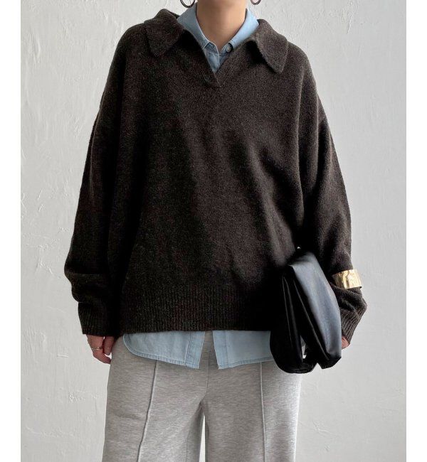 Lbc with Life「ポロ襟スキッパーニット」|カーディガン|