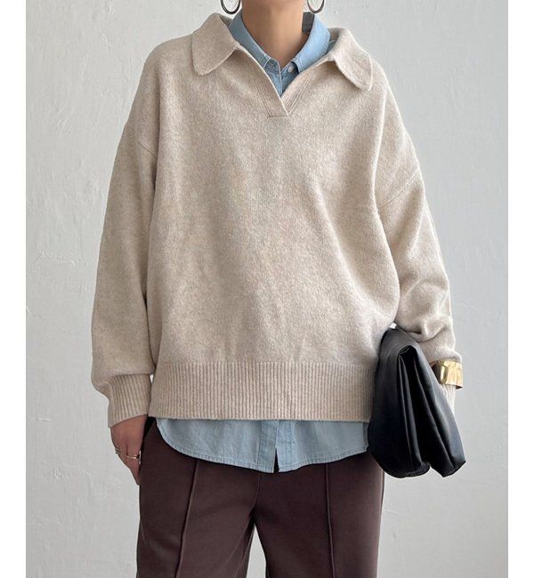 Lbc with Life「ポロ襟スキッパーニット」|カーディガン|