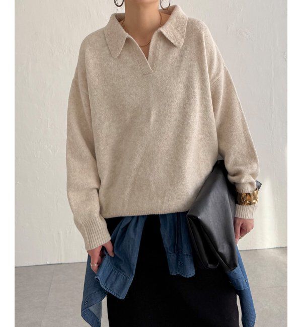 Lbc with Life「ポロ襟スキッパーニット」|カーディガン|