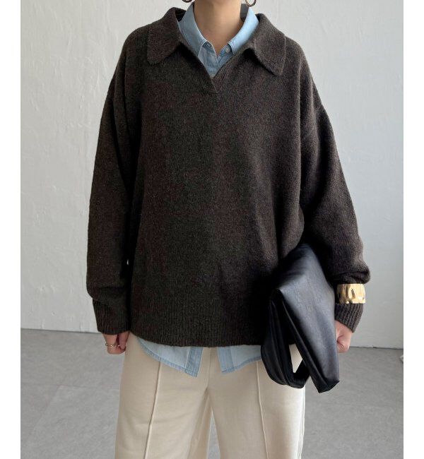 Lbc with Life「ポロ襟スキッパーニット」|カーディガン|