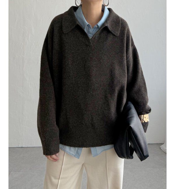 Lbc with Life「ポロ襟スキッパーニット」|カーディガン|