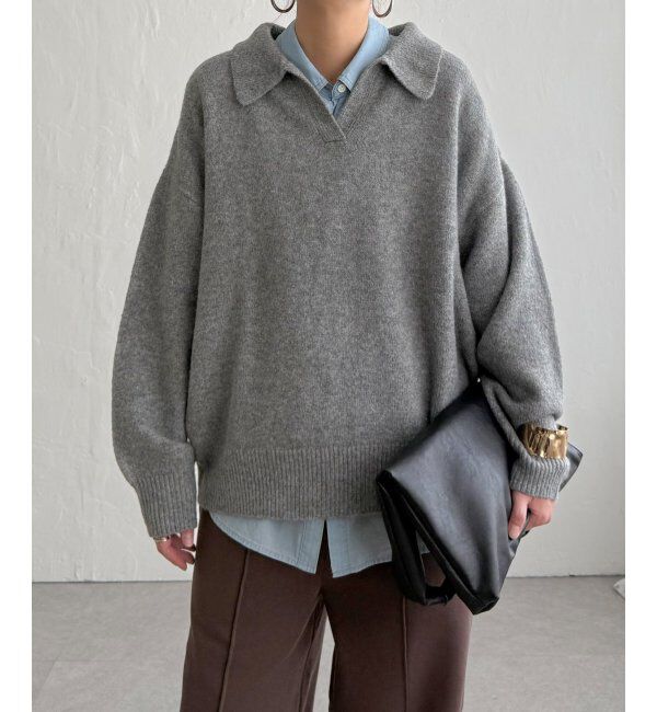 Lbc with Life「ポロ襟スキッパーニット」|カーディガン|