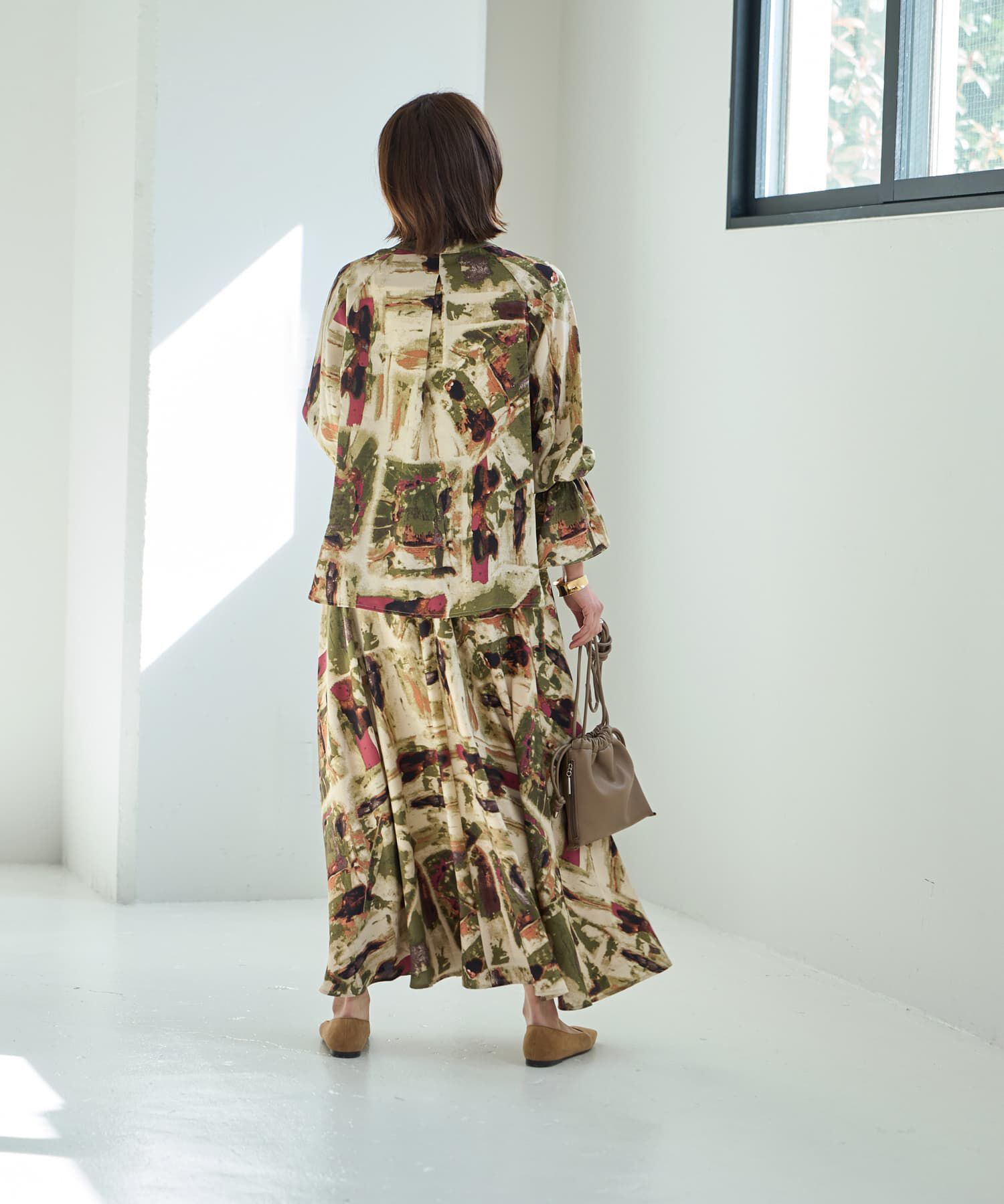 STYLE DELI「アート柄フリルポイントブラウス」|シャツ・ブラウス|