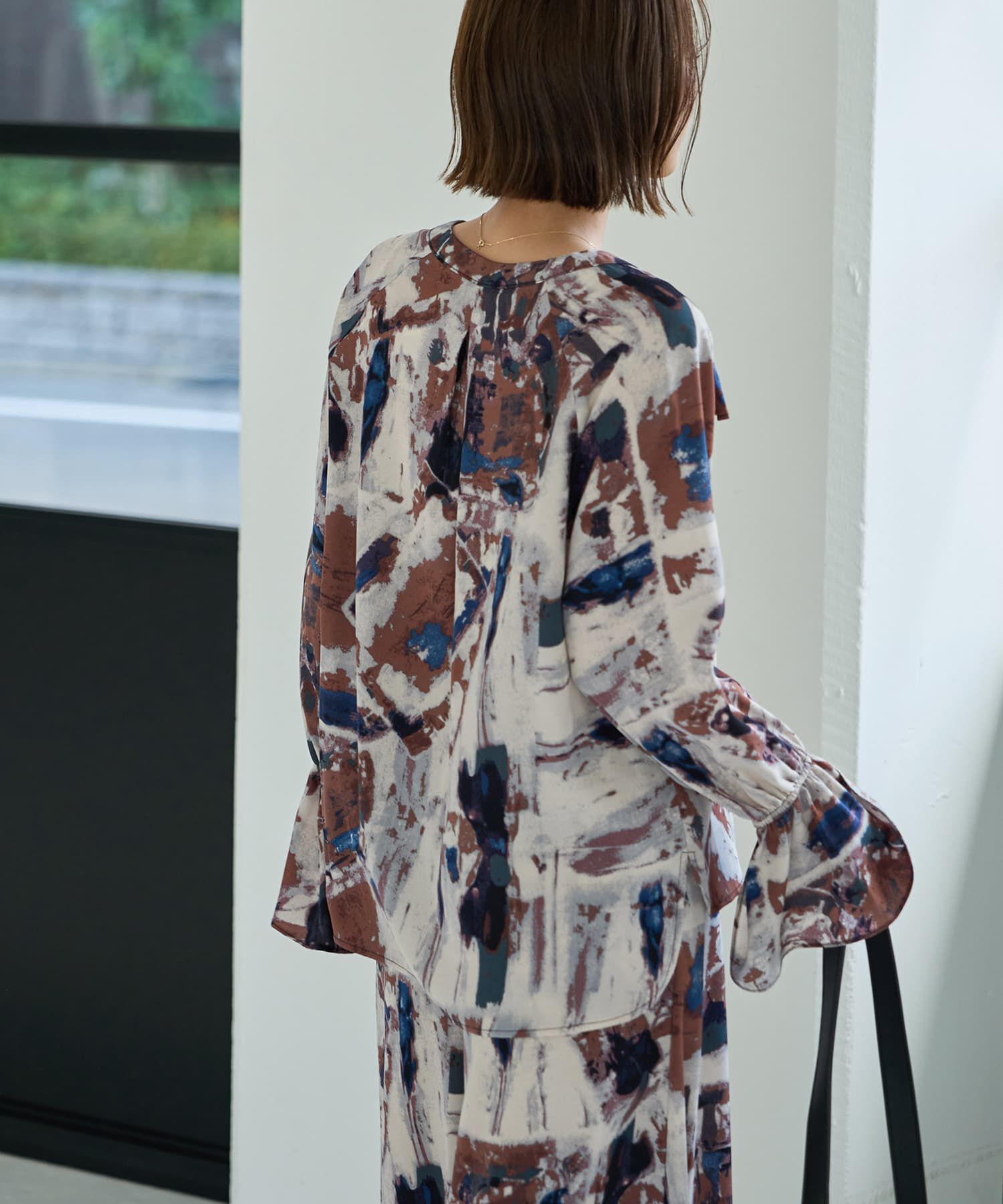 STYLE DELI「アート柄フリルポイントブラウス」|シャツ・ブラウス|