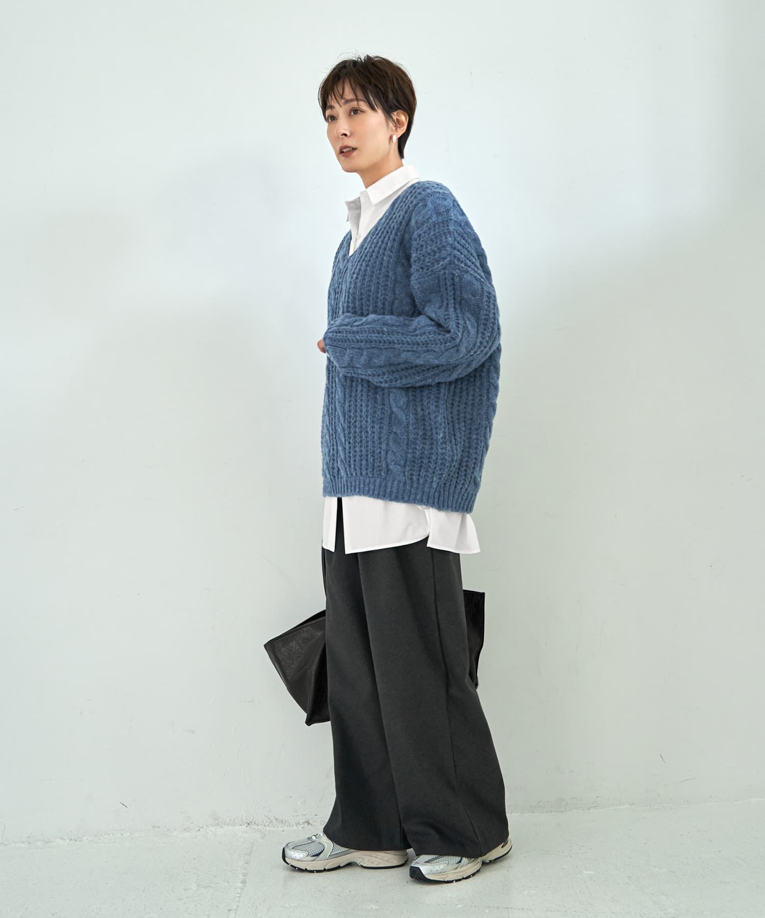 STYLE DELI「ざっくりケーブル編みVネックニット」|ニット・セーター|