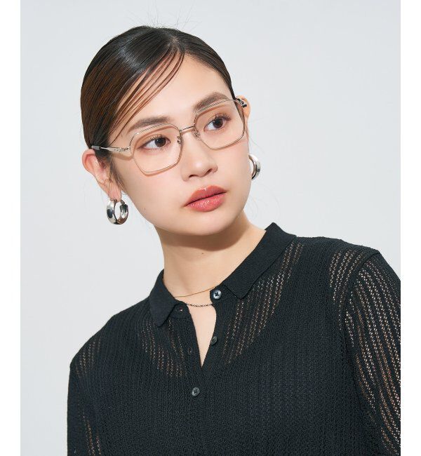  「ウエリントン型メガネ｜読書 レディース 女性用 大人可愛い 大理石｜Zoff｜CHIC レンズ交換券付」|メガネ|ゴールド