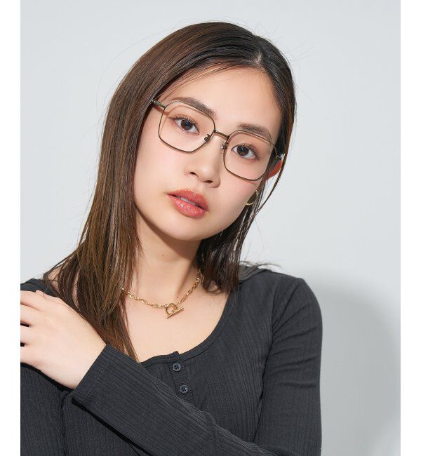  「ウエリントン型メガネ｜読書 レディース 女性用 大人可愛い 大理石｜Zoff｜CHIC レンズ交換券付」|メガネ|ゴールド1