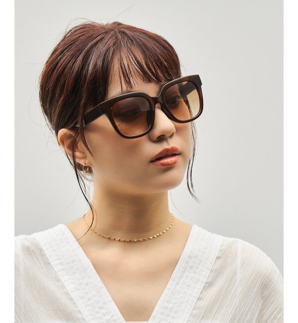  「SUNCUTGlasses/UV100%CUT サングラス ビッグシェイプ  カラーレンズ 紫外線対策 UVカット ユニセックス」|サングラス|薄ブラウン1