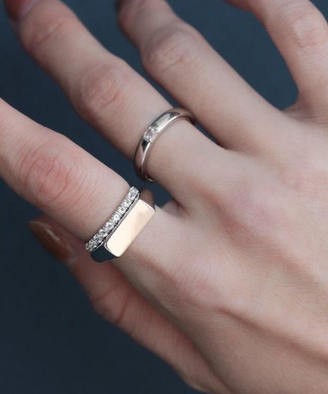  「Two as one silver925 シグネットワイドリング　ペア」|リング|