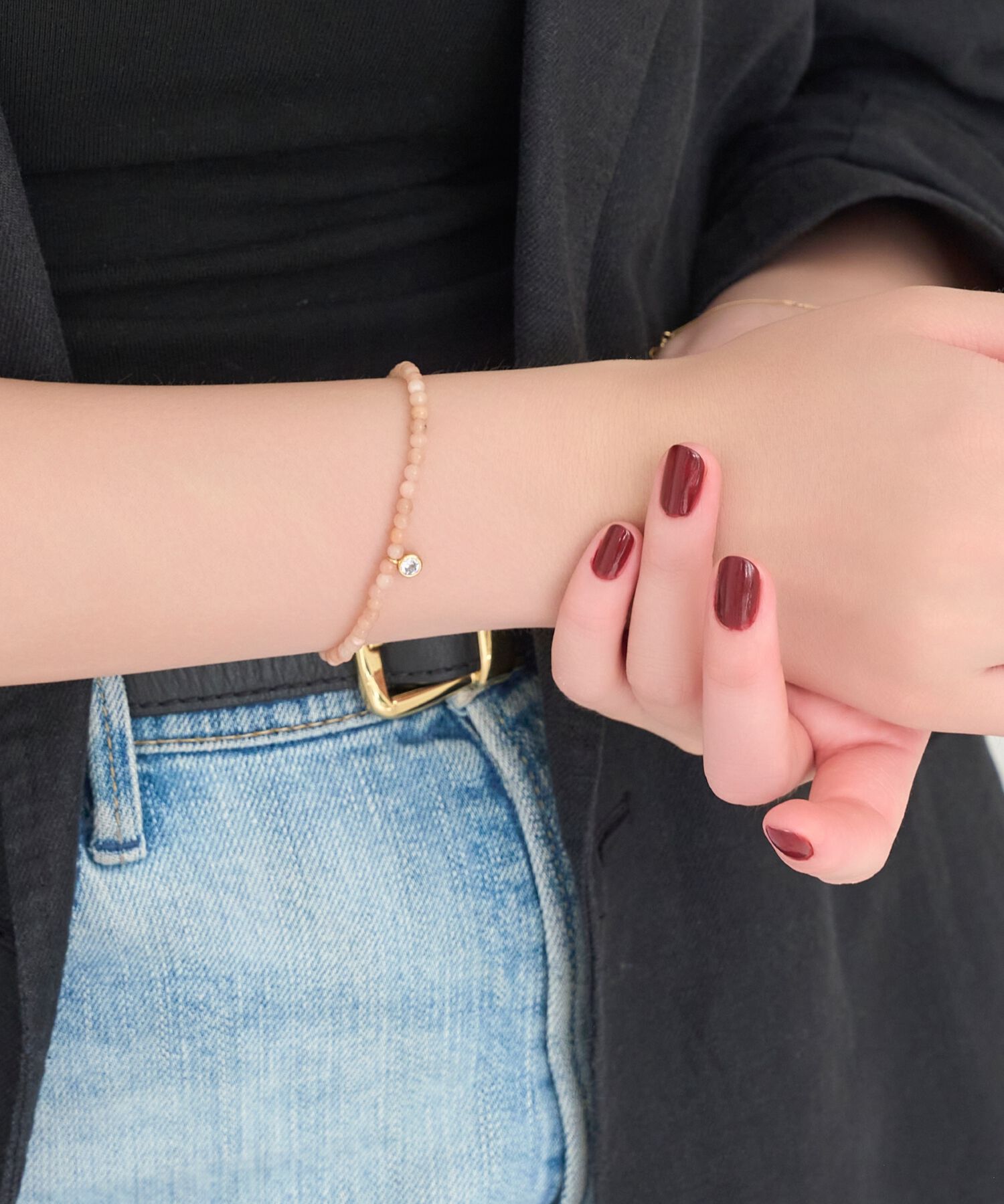 Phoebe「ウィスパーストーンブレスレット　ピンク/天然石」|ブレスレット・バングル|