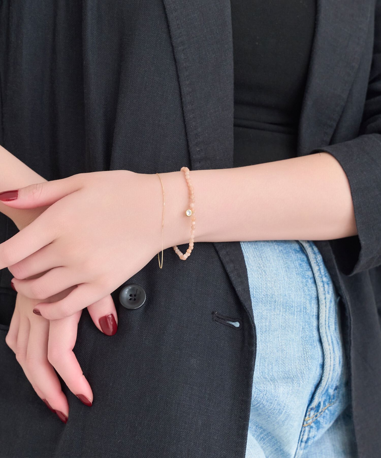 Phoebe「ウィスパーストーンブレスレット　ピンク/天然石」|ブレスレット・バングル|