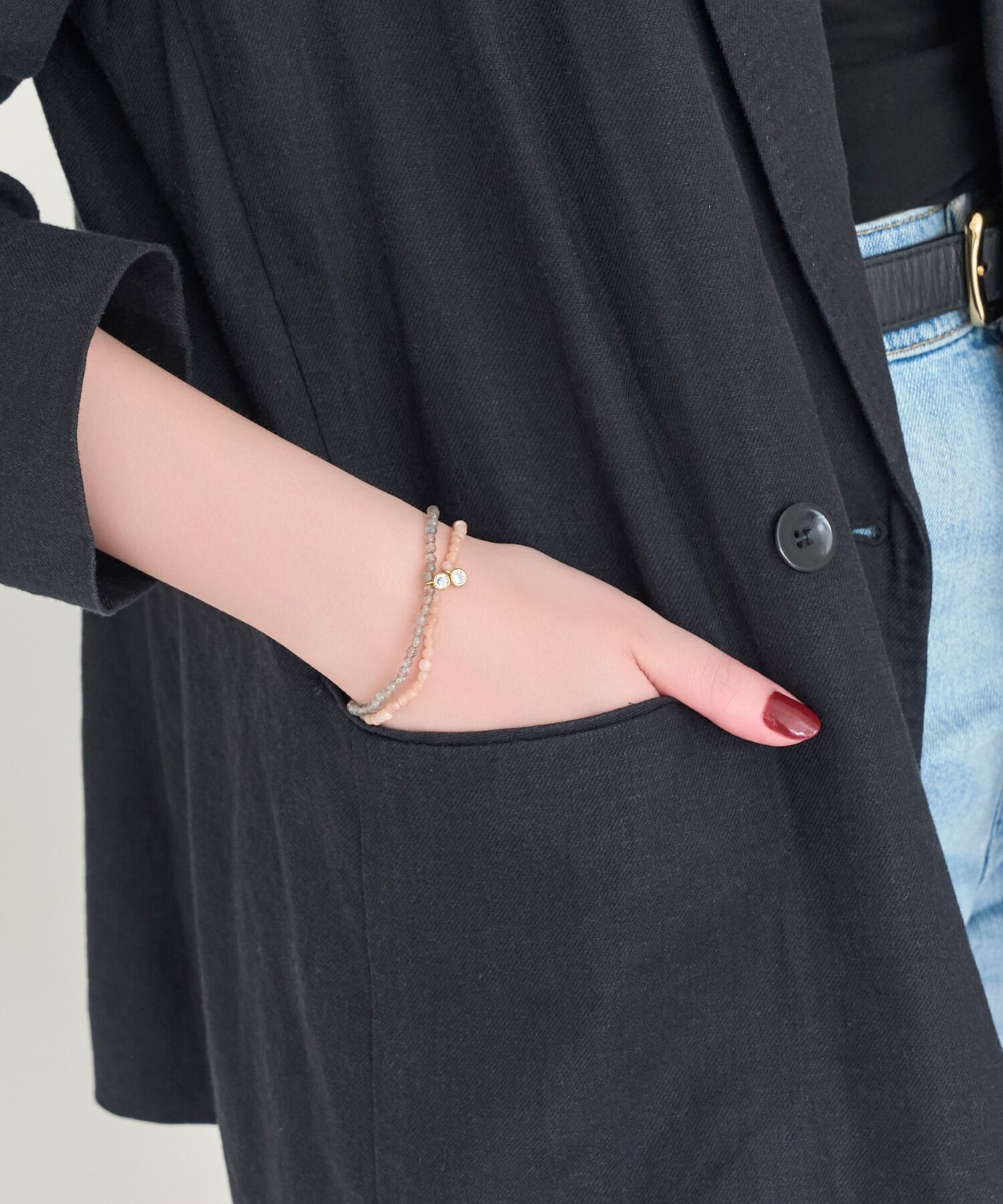 Phoebe「ウィスパーストーンブレスレット　グレー/天然石」|ブレスレット・バングル|