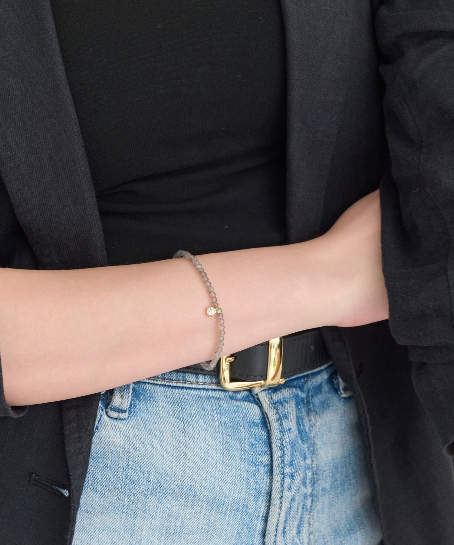 Phoebe「ウィスパーストーンブレスレット　グレー/天然石」|ブレスレット・バングル|