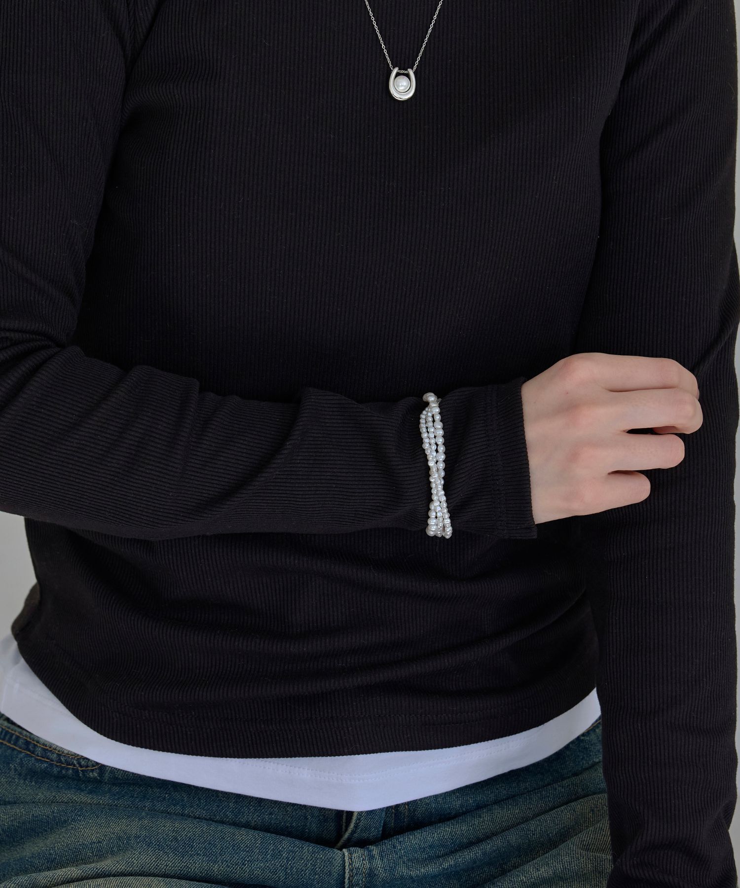 Phoebe「レイヤードバロックパールマンテルブレスレット　シルバー」|ブレスレット・バングル|