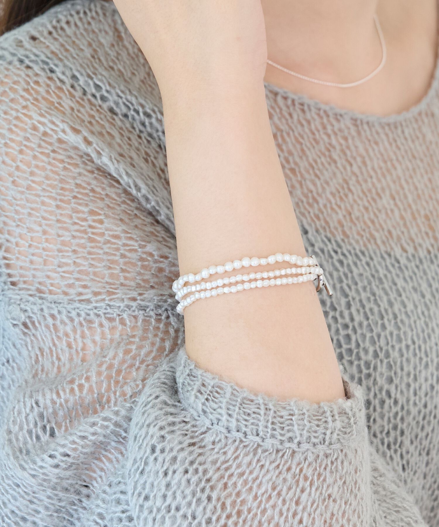 Phoebe「レイヤードバロックパールマンテルブレスレット　シルバー」|ブレスレット・バングル|