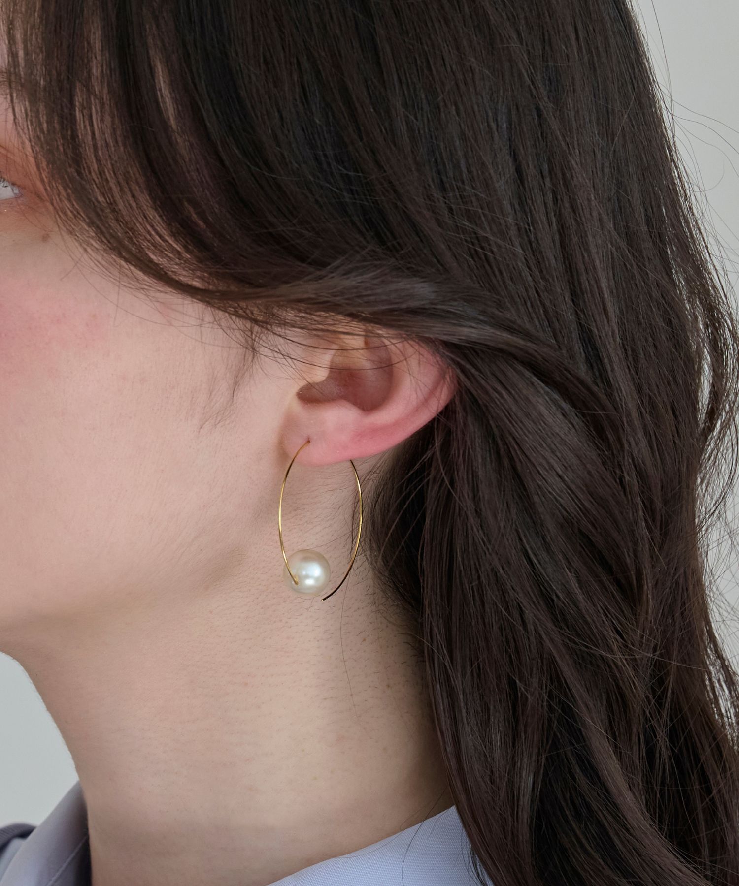 Phoebe「【金属アレルギー対応】ビッグサークルパールピアス/ニッケルフリー/大ぶり/存在感◎/主役級」|ピアス|