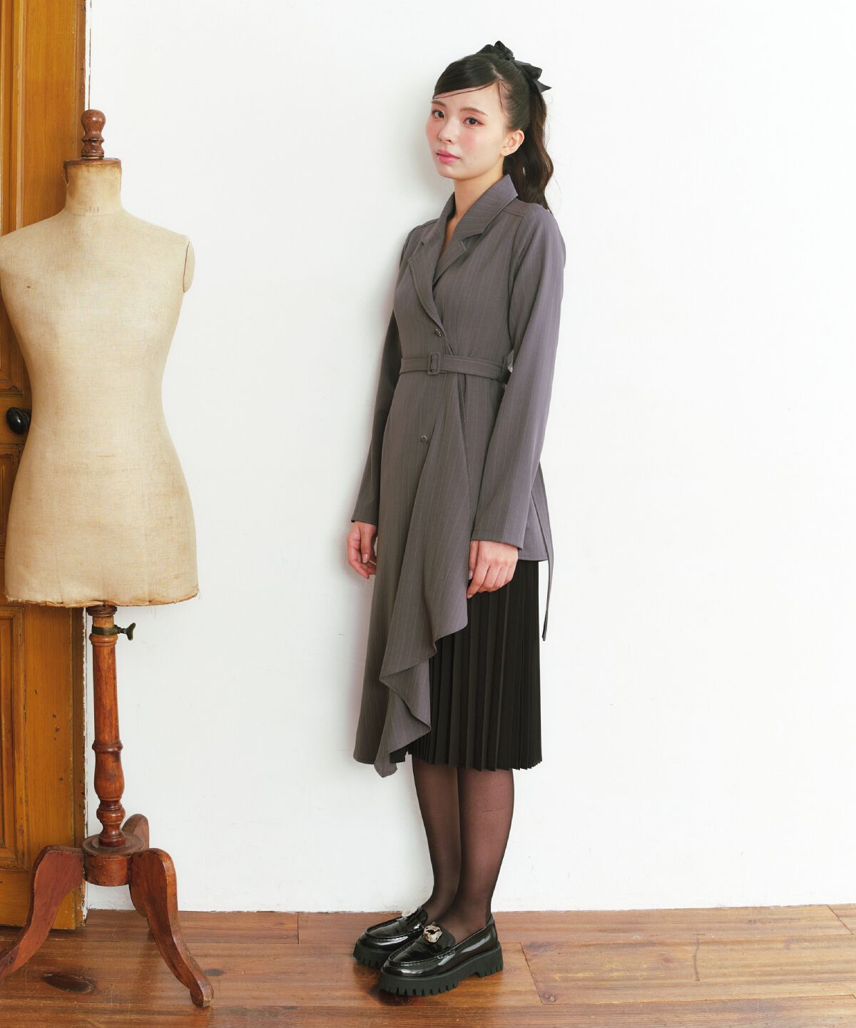 REDYAZEL「サイドプリーツストライプワンピース」|ワンピース|